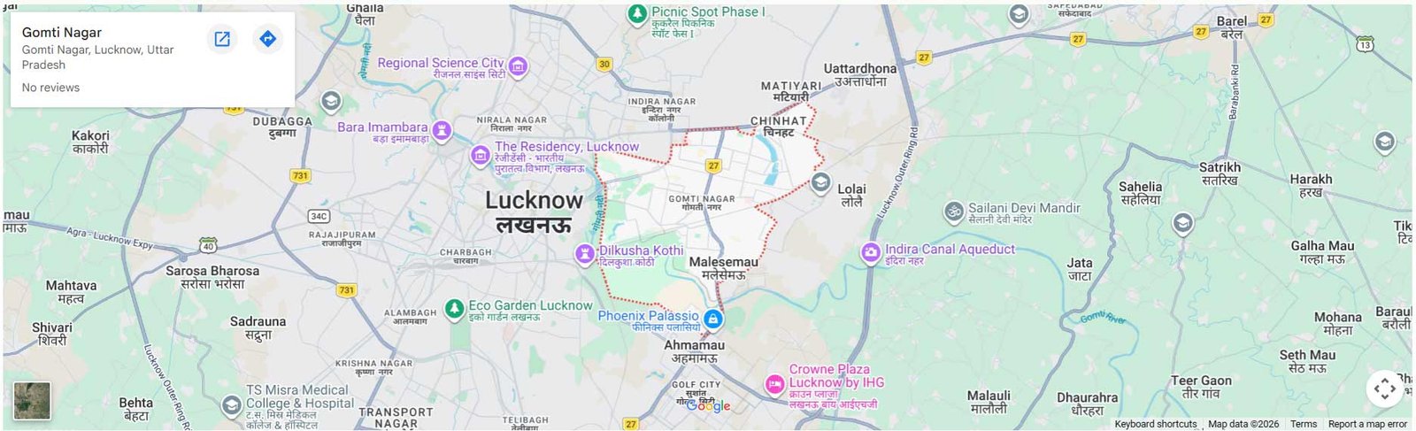 Emaar Elara Lucknow Location Map