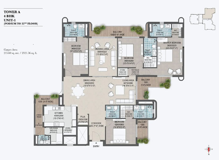 3BHK Floor Plan 2